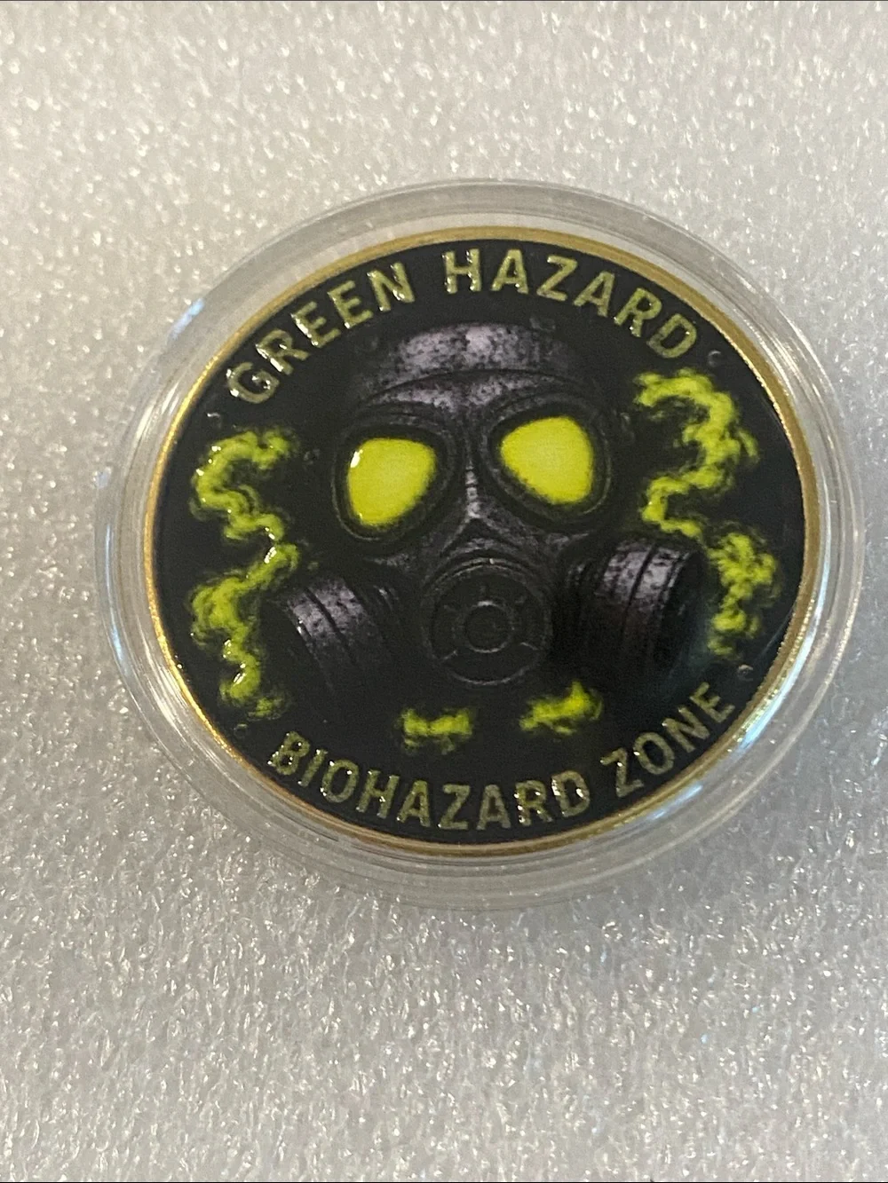 Green Hazard Biohazard Zone Coin - Black & Neon Green